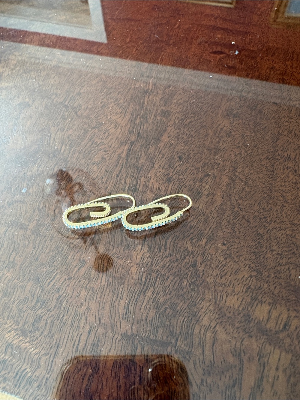 Gold Hoop Earrings with Pavé turquoise Accent - Women Jewelry